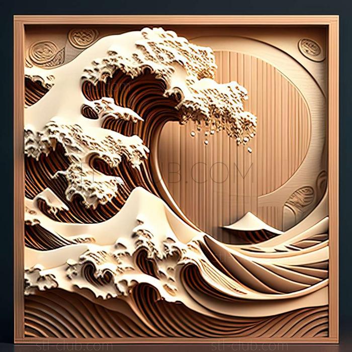 3D model great wave (STL)